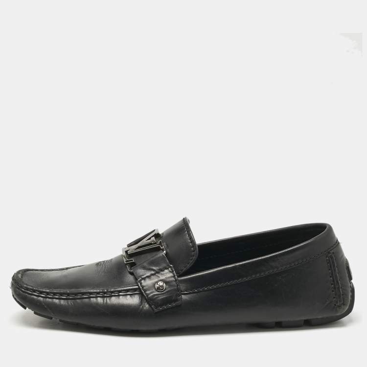 Pre Owned Louis Vuitton Black Leather Monte Carlo Loafers Size 41.5