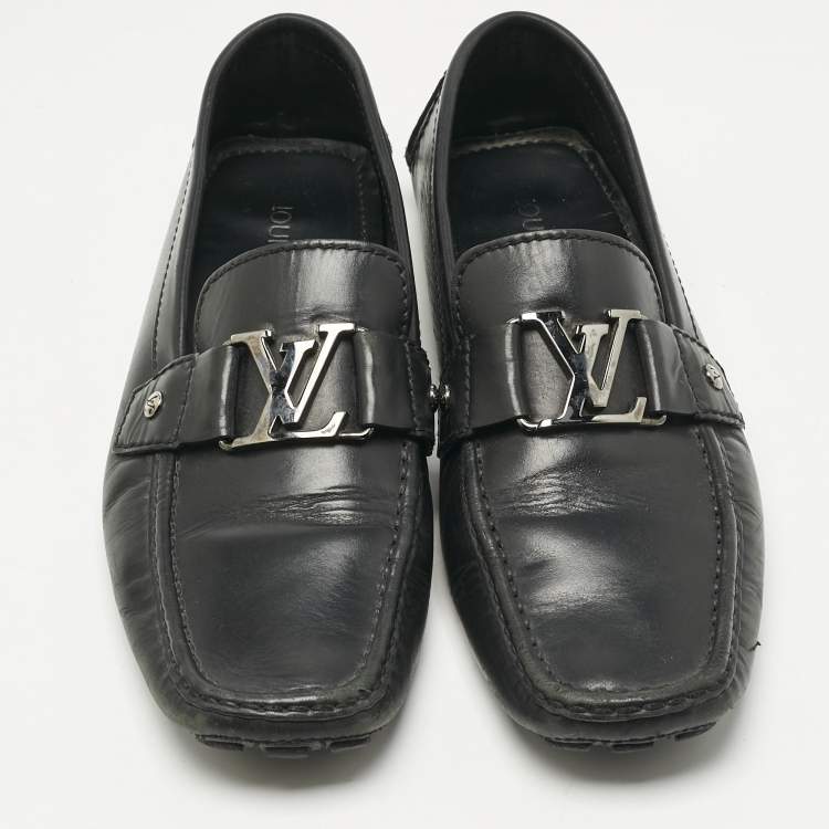 Pre Owned Louis Vuitton Black Leather Monte Carlo Loafers Size 41.5