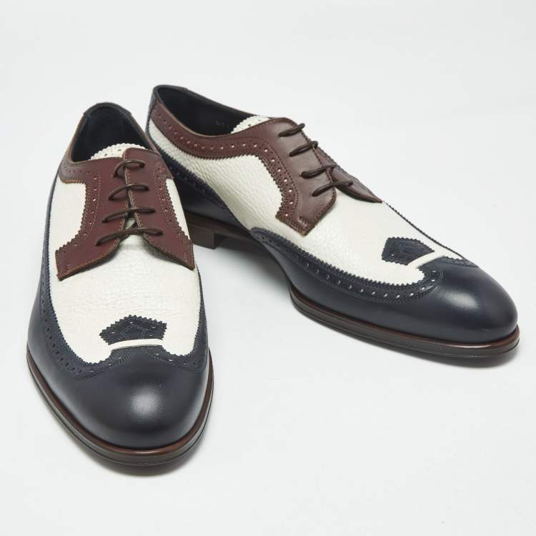 Pre Owned Louis Vuitton Multicolor Leather Lace Up Brogues Size 43.5