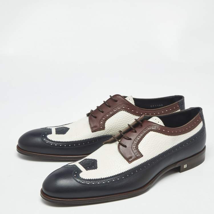 Pre Owned Louis Vuitton Multicolor Leather Lace Up Brogues Size 43.5