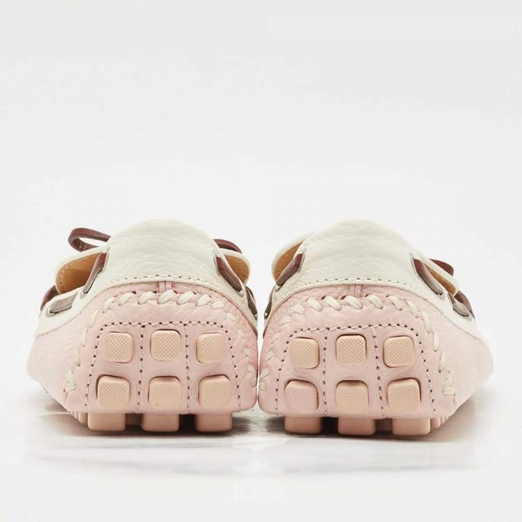 مملوكة مسبقًا Louis Vuitton Light Pink/White Leather Arizona Loafers Size 42.5