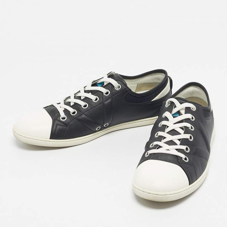 Pre Owned Louis Vuitton Black/White Leather and Rubber Low Top Sneakers Size 43