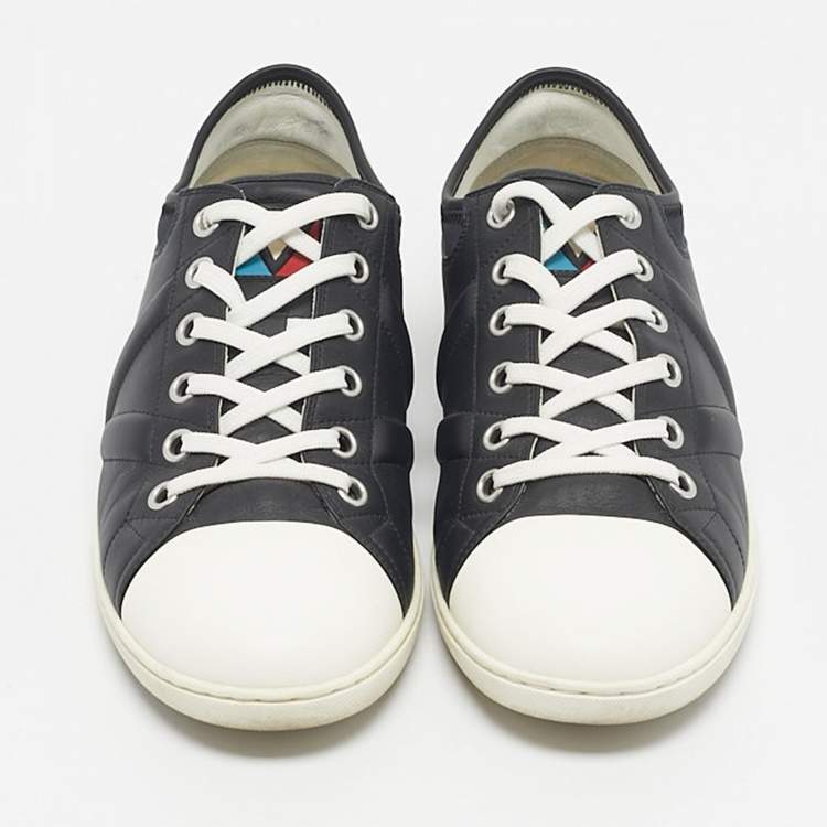 Pre Owned Louis Vuitton Black/White Leather and Rubber Low Top Sneakers Size 43