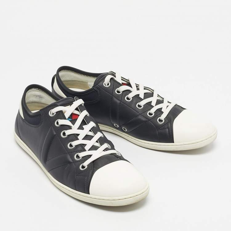 Pre Owned Louis Vuitton Black/White Leather and Rubber Low Top Sneakers Size 43