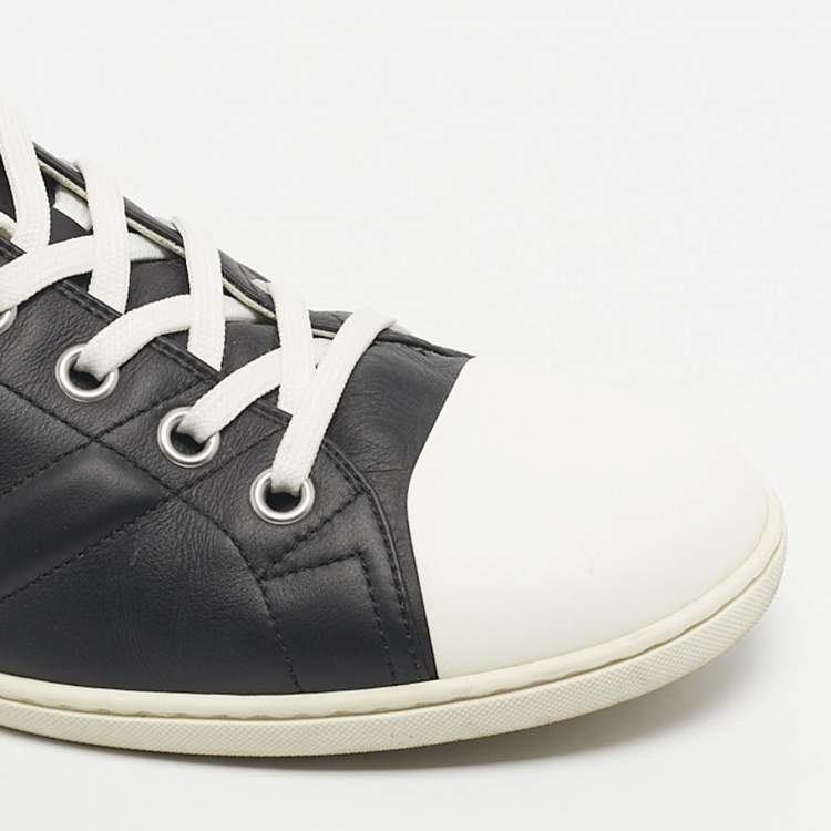 Pre Owned Louis Vuitton Black/White Leather and Rubber Low Top Sneakers Size 43