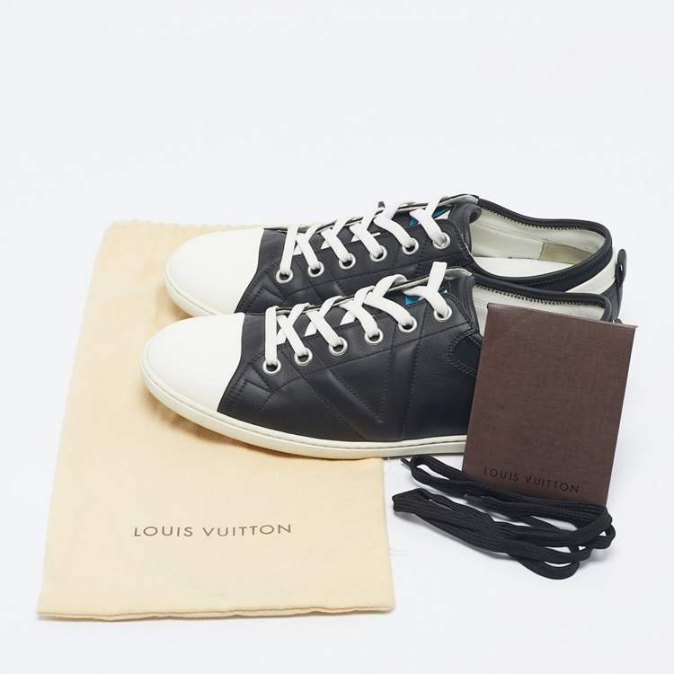 Pre Owned Louis Vuitton Black/White Leather and Rubber Low Top Sneakers Size 43