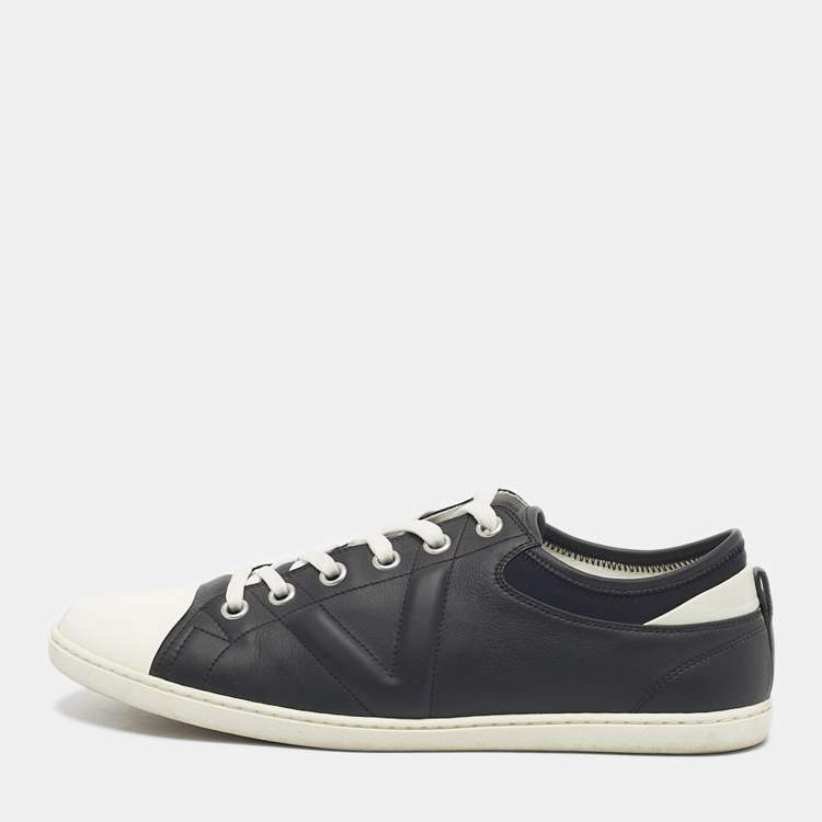 Pre Owned Louis Vuitton Black/White Leather and Rubber Low Top Sneakers Size 43