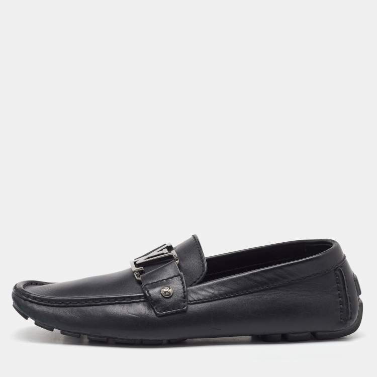 Pre Owned Louis Vuitton Black Leather Monte Carlo Loafers Size 40