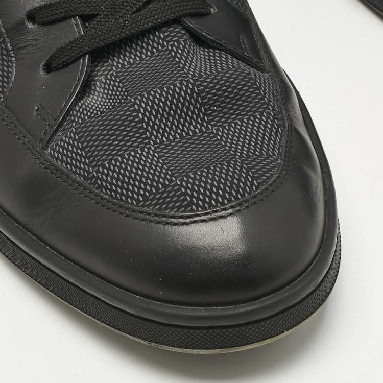 Pre Owned Louis Vuitton Black Leather and Neoprene Offshore Lace Up Sneakers Size 43