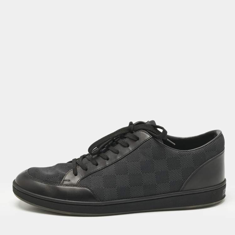 Pre Owned Louis Vuitton Black Leather and Neoprene Offshore Lace Up Sneakers Size 43