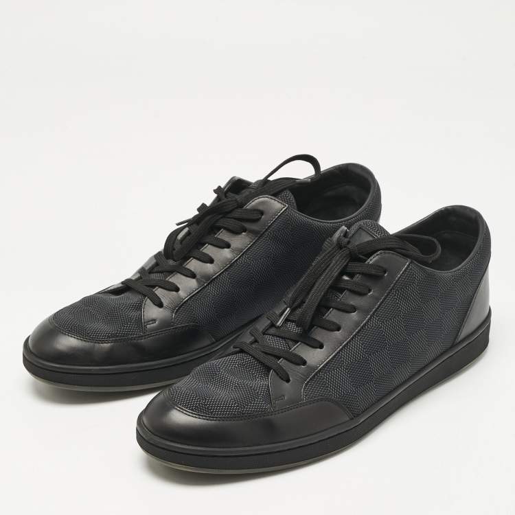 Pre Owned Louis Vuitton Black Leather and Neoprene Offshore Lace Up Sneakers Size 43