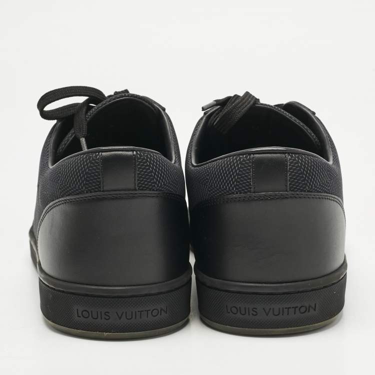 Pre Owned Louis Vuitton Black Leather and Neoprene Offshore Lace Up Sneakers Size 43