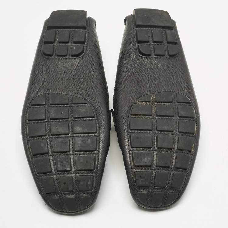 Pre Owned Louis Vuitton Black Leather Monte Carlo Slip On Loafers Size 44.5