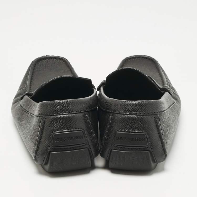Pre Owned Louis Vuitton Black Leather Monte Carlo Slip On Loafers Size 44.5