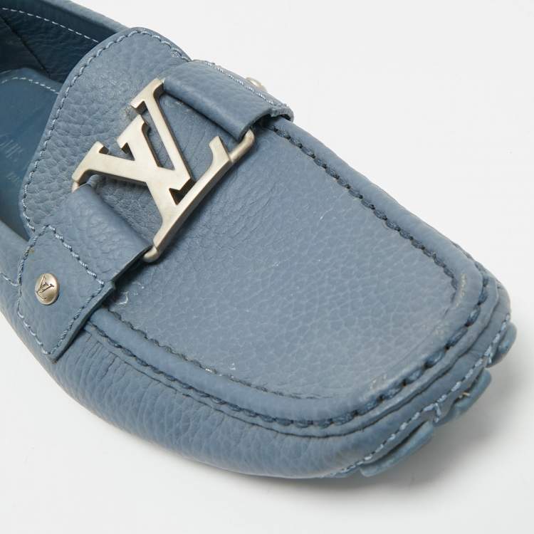 Pre Owned Louis Vuitton Blue Leather Monte Carlo Loafers Size 41