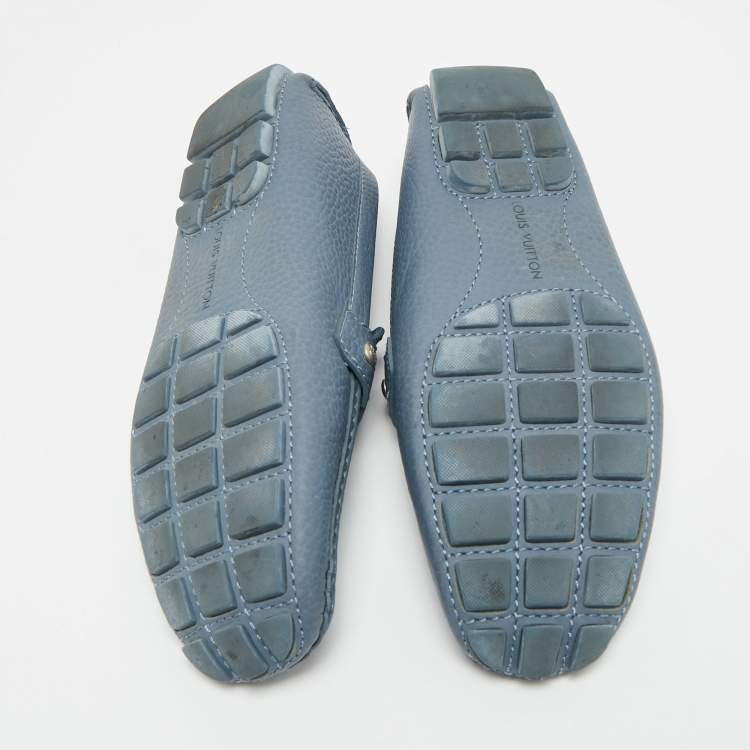 Pre Owned Louis Vuitton Blue Leather Monte Carlo Loafers Size 41
