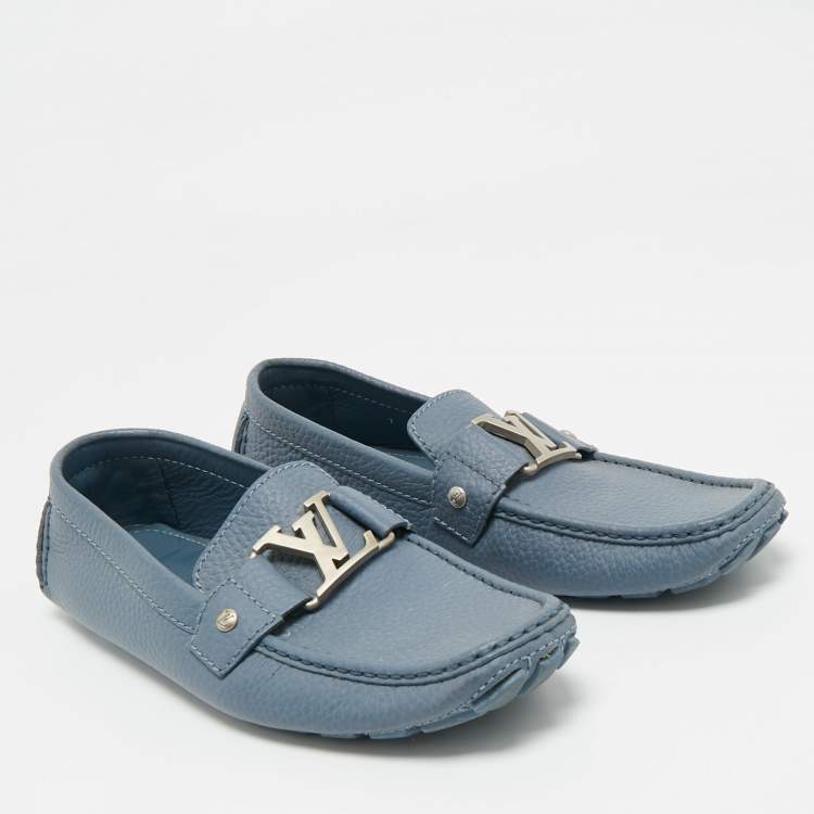 Pre Owned Louis Vuitton Blue Leather Monte Carlo Loafers Size 41