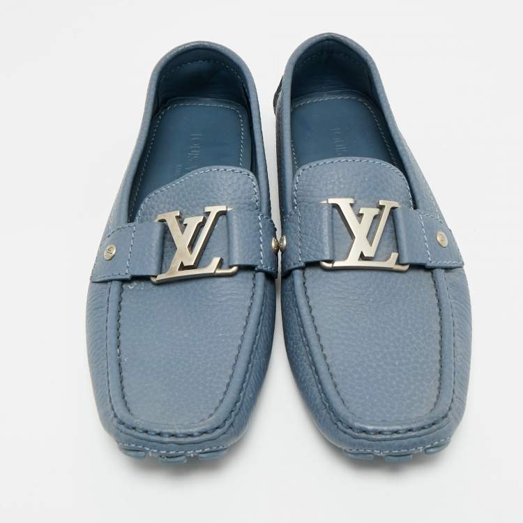 Pre Owned Louis Vuitton Blue Leather Monte Carlo Loafers Size 41