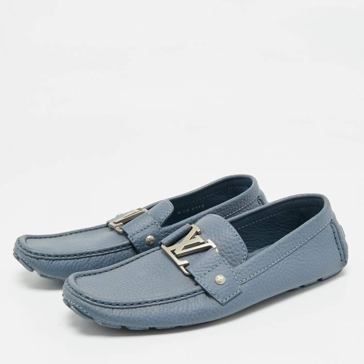 Pre Owned Louis Vuitton Blue Leather Monte Carlo Loafers Size 41