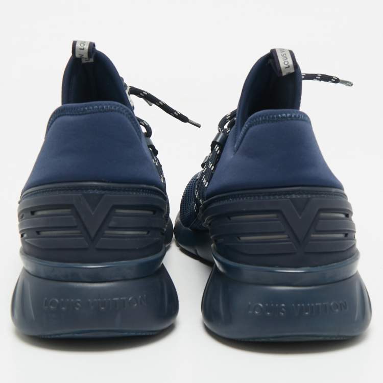 Pre Owned Louis Vuitton Navy Blue Fabric And Mesh Fastlane Sneakers Size 42