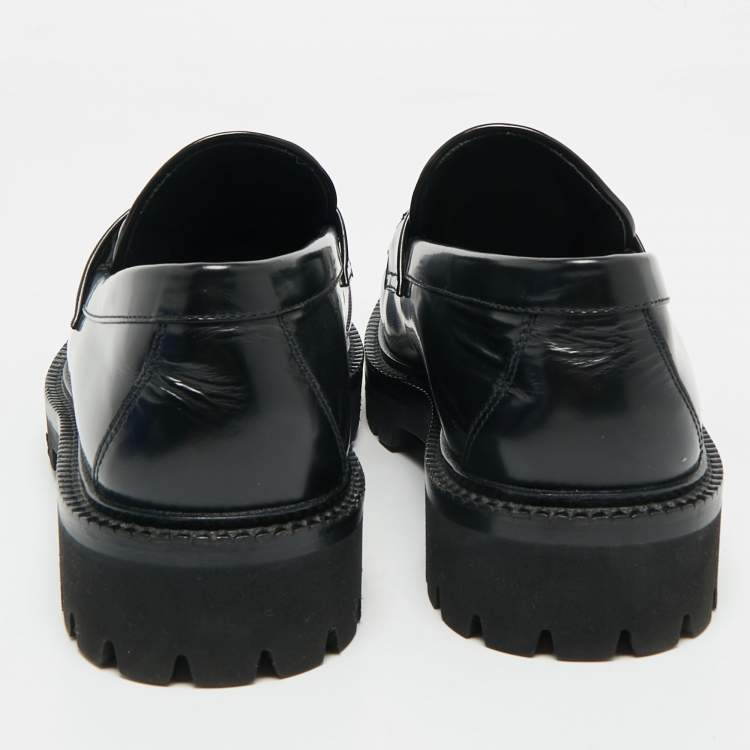 Pre Owned Louis Vuitton Damier Graphite Leather Major Loafers Size 40.5