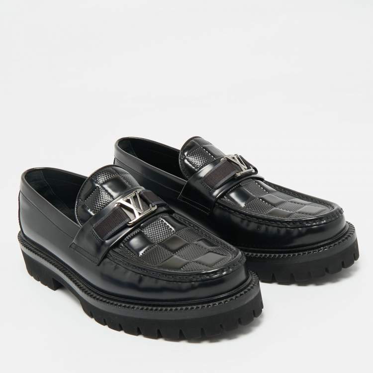 Pre Owned Louis Vuitton Damier Graphite Leather Major Loafers Size 40.5