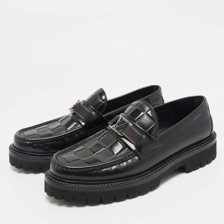 Pre Owned Louis Vuitton Damier Graphite Leather Major Loafers Size 40.5