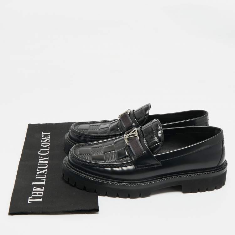 Pre Owned Louis Vuitton Damier Graphite Leather Major Loafers Size 40.5