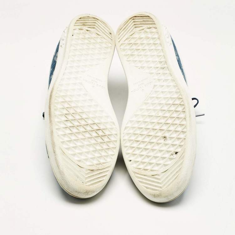 مملوكة مسبقًا Louis Vuitton Blue Monogram Denim and Leather Luxembourg Low Top Sneakers Size 40.5