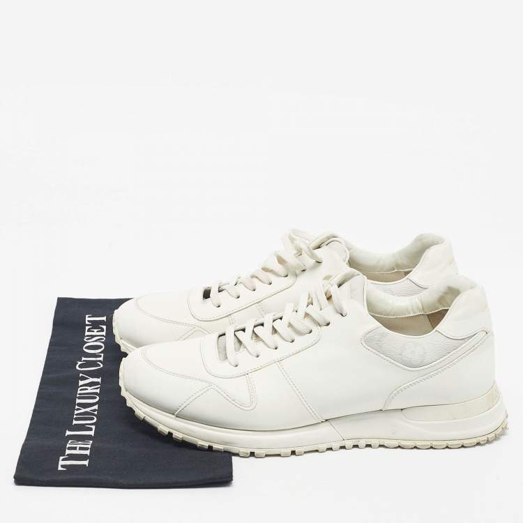 Pre Owned Louis Vuitton White Leather and Canvas Run Away Low Top Sneakers Size 40.5