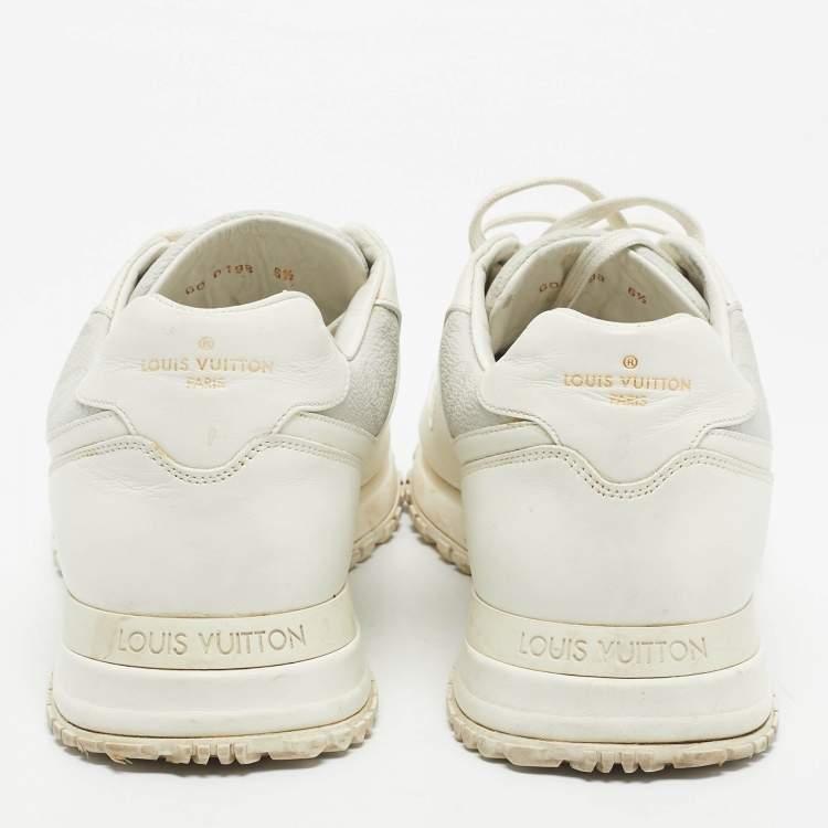 Pre Owned Louis Vuitton White Leather and Canvas Run Away Low Top Sneakers Size 40.5