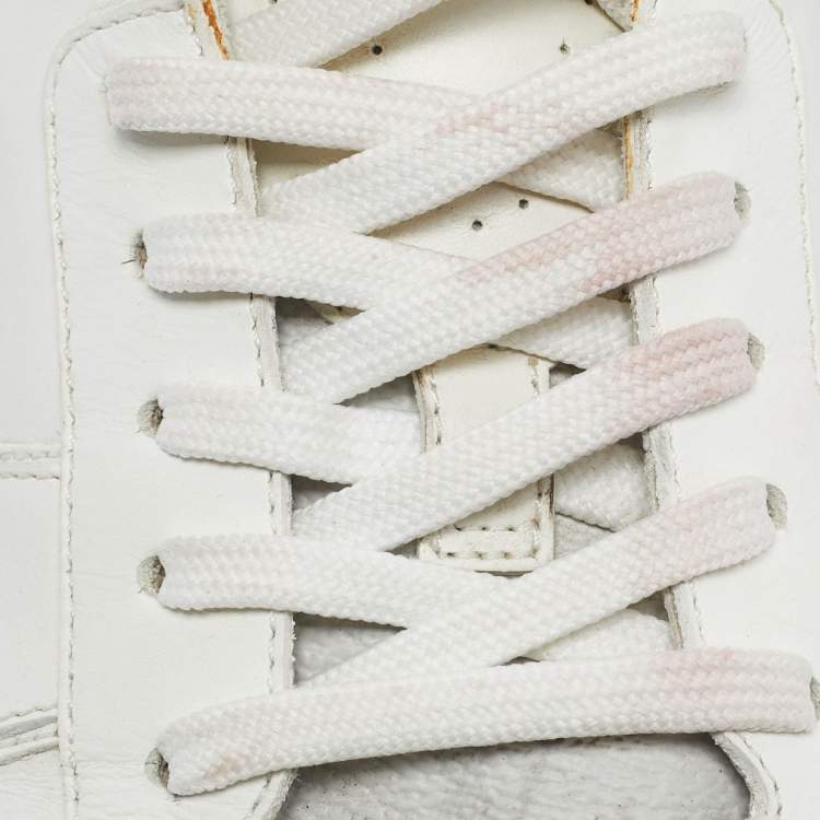 Pre Owned Louis Vuitton White Leather and Canvas Run Away Low Top Sneakers Size 40.5