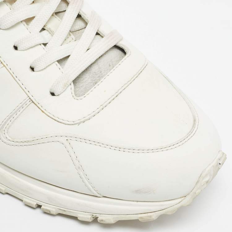 Pre Owned Louis Vuitton White Leather and Canvas Run Away Low Top Sneakers Size 40.5