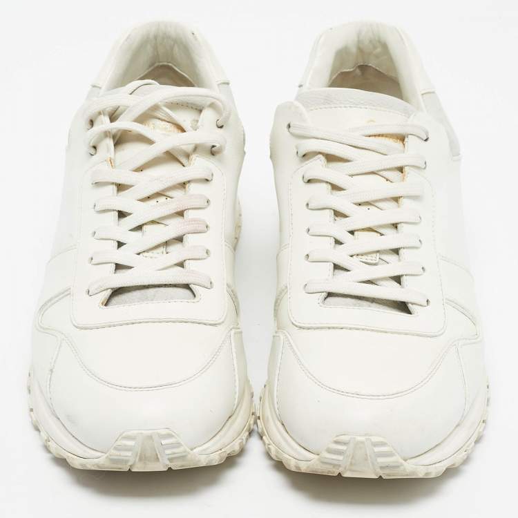 Pre Owned Louis Vuitton White Leather and Canvas Run Away Low Top Sneakers Size 40.5