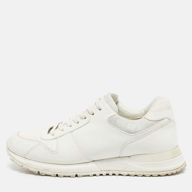 Pre Owned Louis Vuitton White Leather and Canvas Run Away Low Top Sneakers Size 40.5