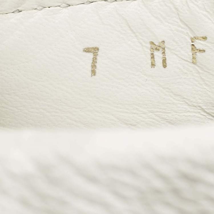 Pre Owned Louis Vuitton White Monogram Antarctica Leather LV Driver Mocassin Loafers Size 41