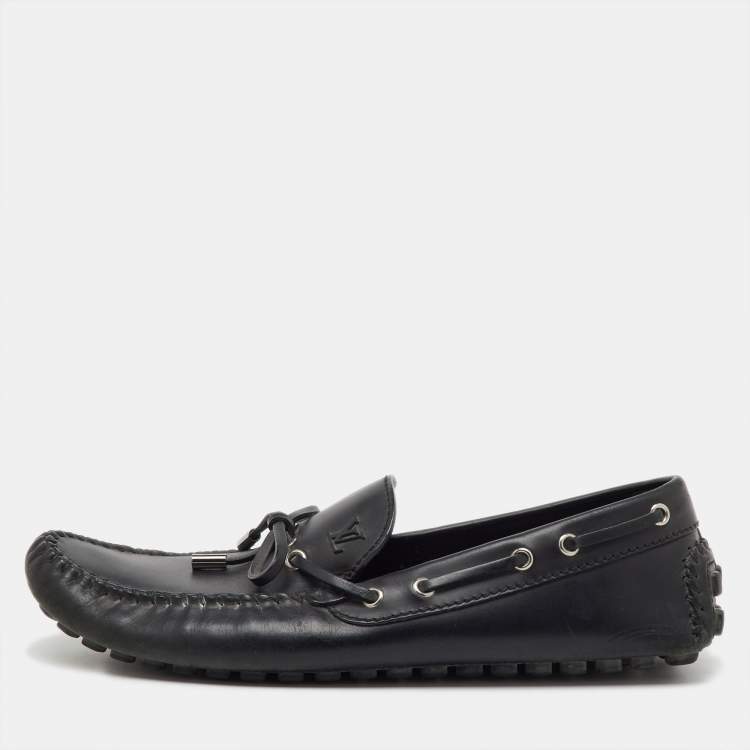Pre Owned Louis Vuitton Black Leather Gloria Loafers Size 44