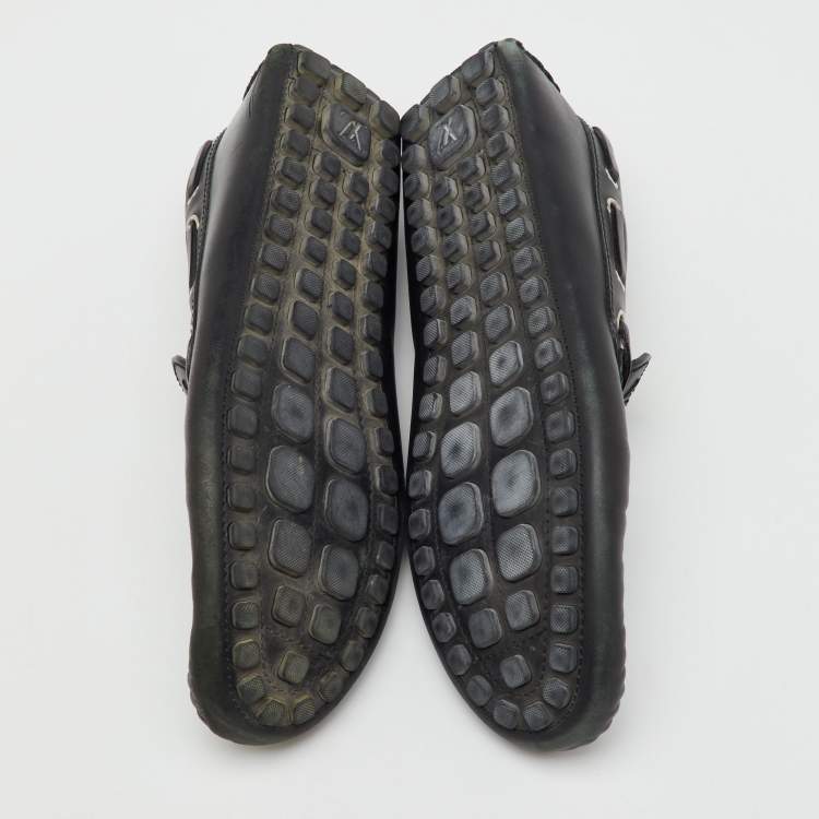 Pre Owned Louis Vuitton Black Leather Gloria Loafers Size 44
