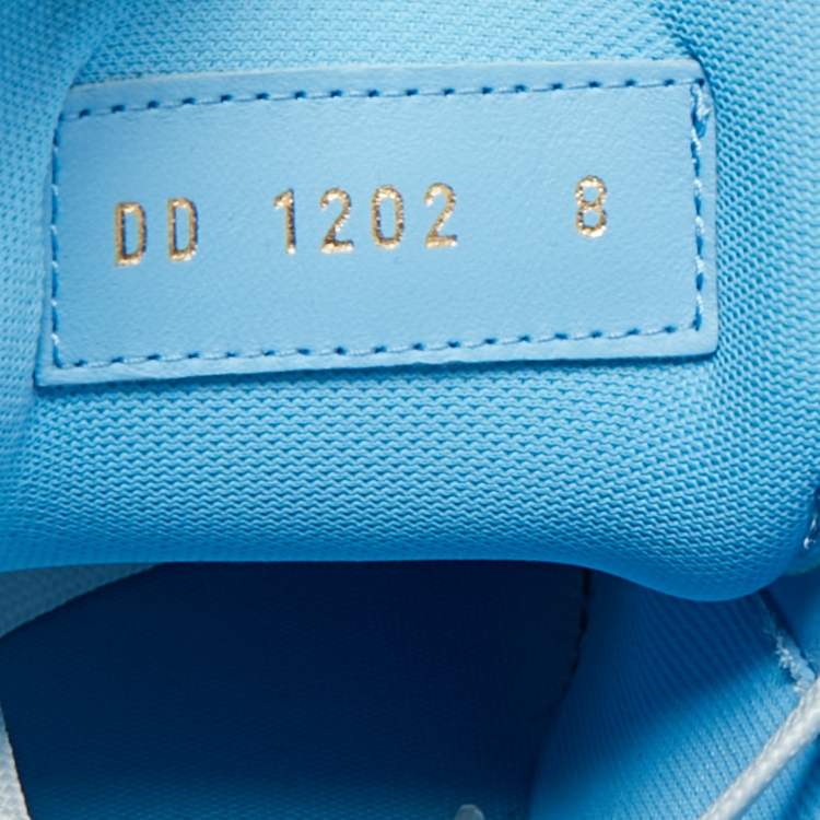 Pre Owned Louis Vuitton Blue Fabric and Leather LV Trainer Low Top Sneakers Size 42