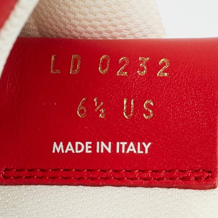 Pre Owned Louis Vuitton x Nike Red/White Monogram Canvas and Leather Air Force 1 Sneakers Size 39