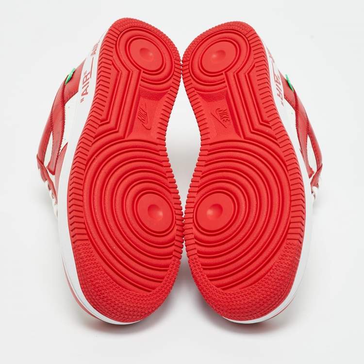 Pre Owned Louis Vuitton x Nike Red/White Monogram Canvas and Leather Air Force 1 Sneakers Size 39