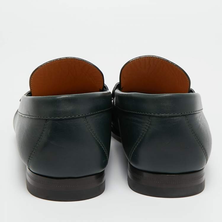 Pre Owned Louis Vuitton Green Leather Montaigne Loafers Size 40.5