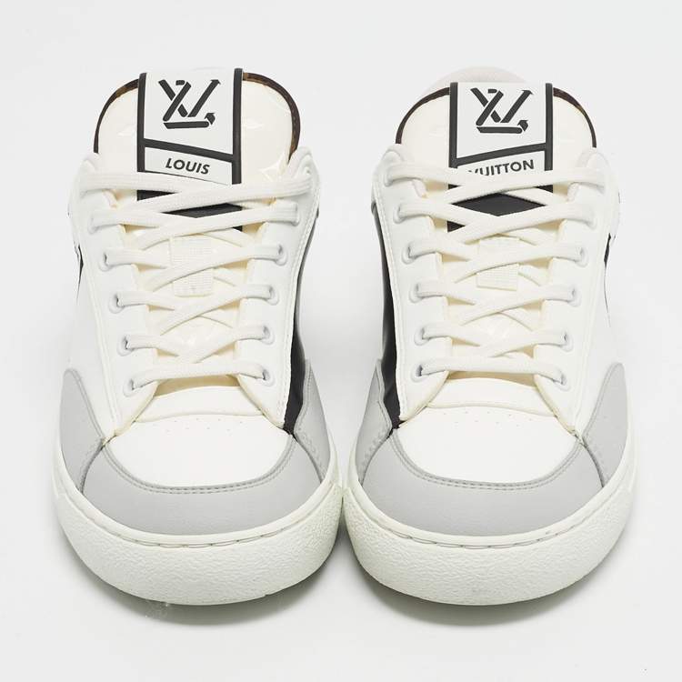 Pre Owned Louis Vuitton White Fabric and Leather Charlie Lace Up Sneakers Size 41.5