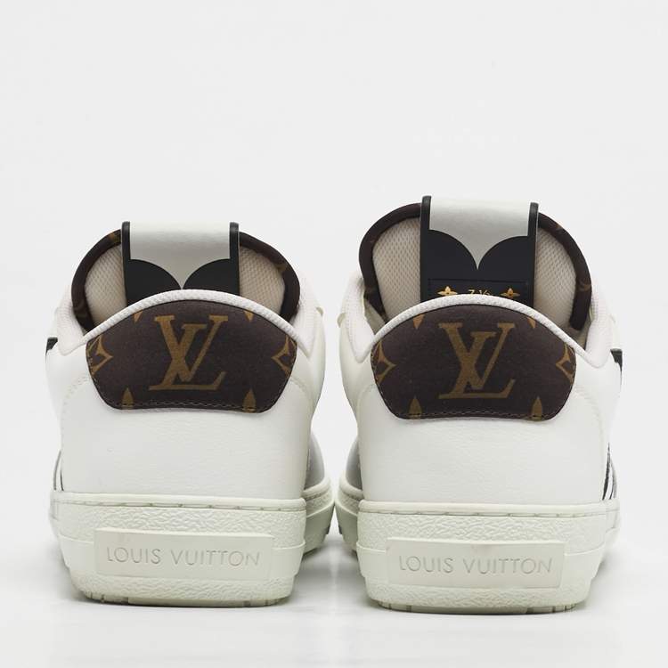 Pre Owned Louis Vuitton White Fabric and Leather Charlie Lace Up Sneakers Size 41.5