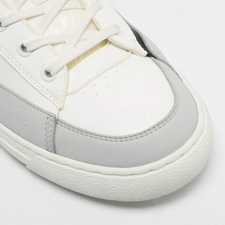 Pre Owned Louis Vuitton White Fabric and Leather Charlie Lace Up Sneakers Size 41.5