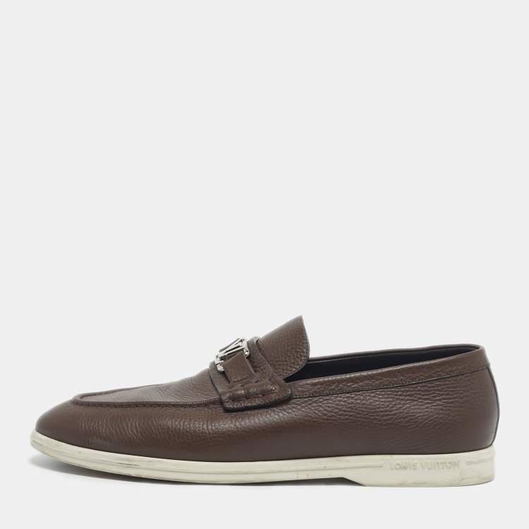 Pre Owned Louis Vuitton Brown Leather Estate Loafers Size 44