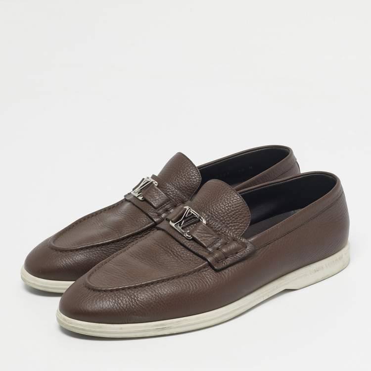 Pre Owned Louis Vuitton Brown Leather Estate Loafers Size 44