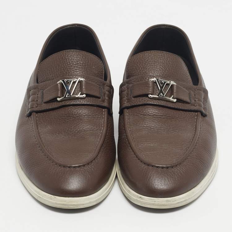 Pre Owned Louis Vuitton Brown Leather Estate Loafers Size 44