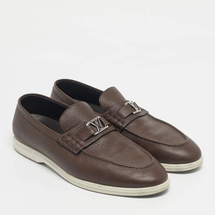 Pre Owned Louis Vuitton Brown Leather Estate Loafers Size 44