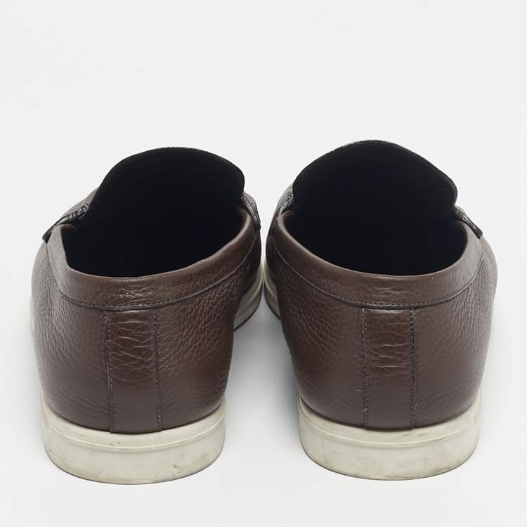 Pre Owned Louis Vuitton Brown Leather Estate Loafers Size 44